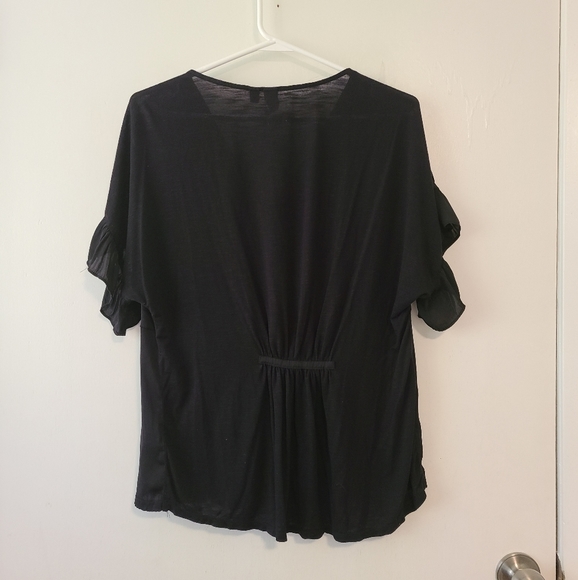 DOLAN Button Down Black Shirt with Ruffles Medium - Picture 2 of 6